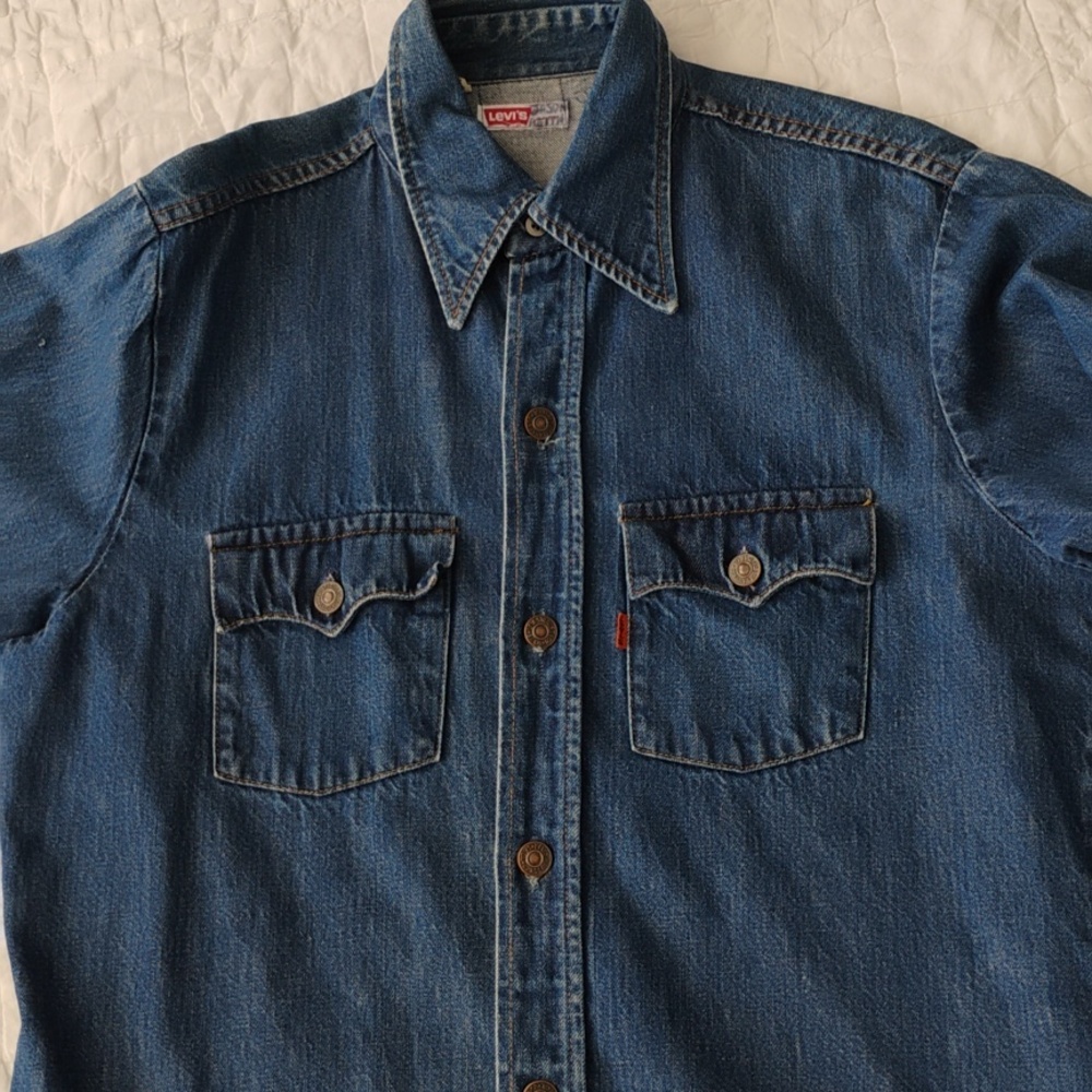 Vintage Levi's Orange Tab Heavy Denim Workshirt - L - Picture 11 of 14